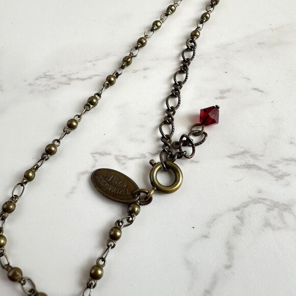 Liz Paiacios Red Rhinestone Lariat Necklace, Vintage Crystal Jewelry - Picture 7 of 8